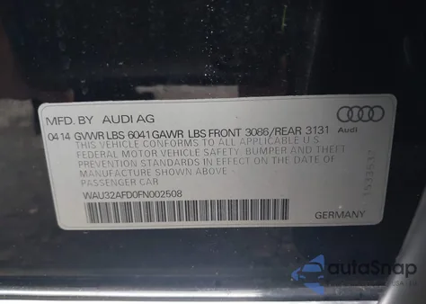 2015 Audi A8 L 4.0T from USA, damaged, VIN WAU32AFD0FN002508